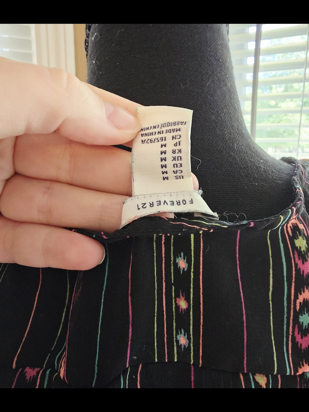 Forever 21 Black Button-Front Tank with Pink and Cream Stripes - Picture 4 of 4